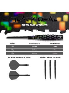 Dart szett steel Mission Black Opal 22g, 95%