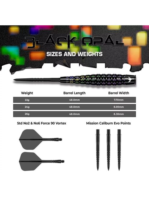 Dart szett steel Mission Black Opal 22g, 95%