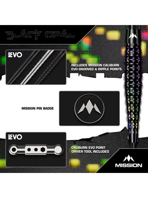 Dart szett steel Mission Black Opal 22g, 95%
