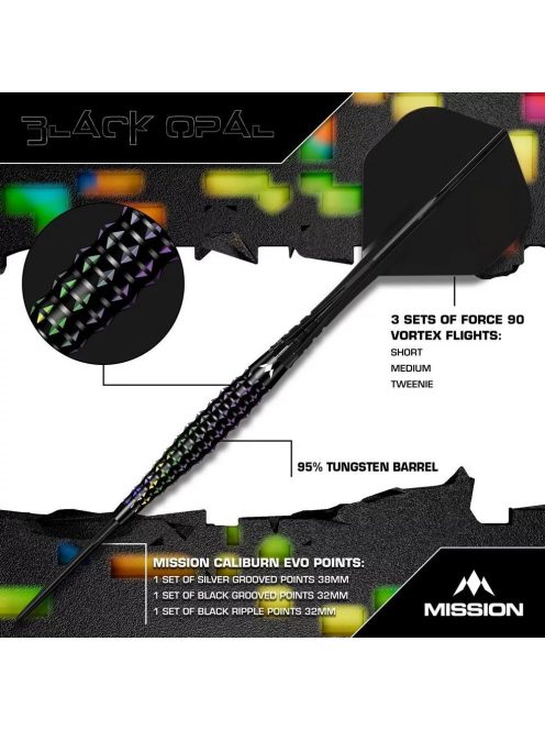 Dart szett steel Mission Black Opal 24g, 95%