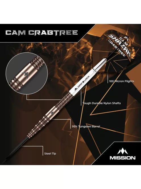 Dart szett steel Mission Cam Crabtree V2 22g, 95%
