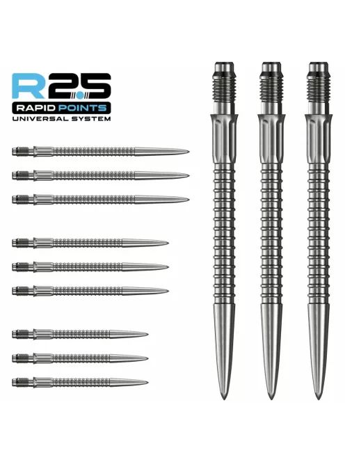 darts fémhegy Mission R2.5 Rapid Points - GV1 ezüst, 30mm