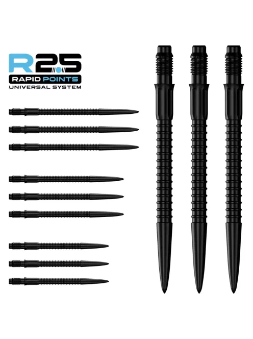 darts fémhegy Mission R2.5 Rapid Points - GV1 fekete, 30mm