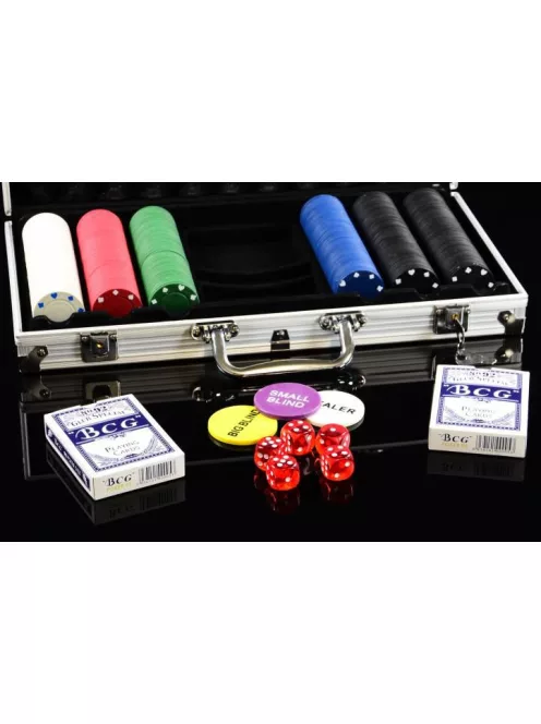 Poker set Buffalo 300pcs, unnumbered dice 5 colors, 11,5gr chips