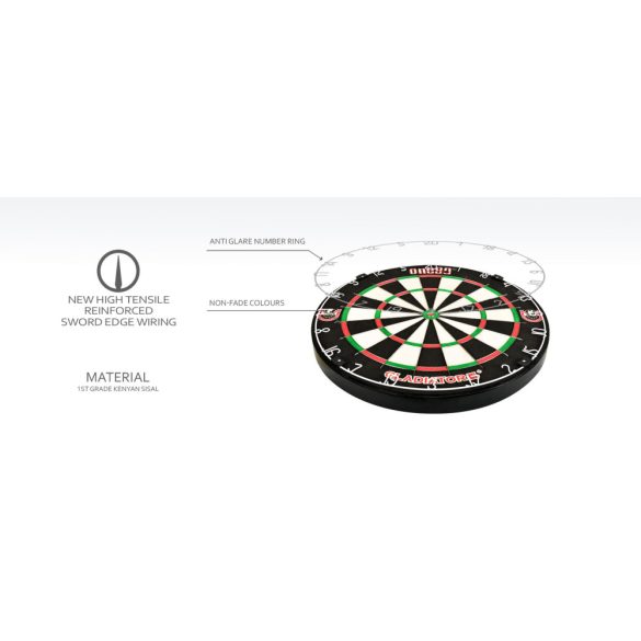 Dartboard Gladiator 3+ ONE80, competition quality, WDF, made of sisal