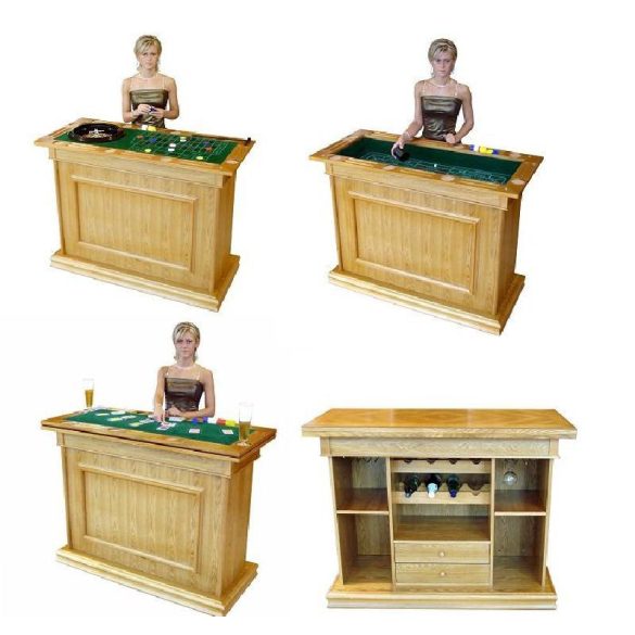 rulett-, póker-, kocka-, sakktábla- és bárasztal (multifunkciós játékasztal)