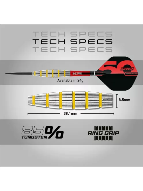 dart nyíl steel Red Dragon Darts 50 Years -Shockwave 24gr 85%