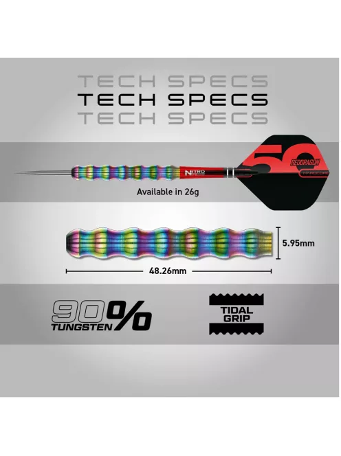 dart nyíl steel Red Dragon Darts 50 Years -Shockwave  26gr 90%