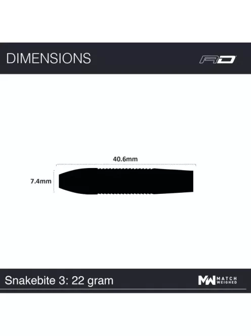Dart szett Red Dragon steel Peter Wright Snakebite 3 Black 22g, 90% 