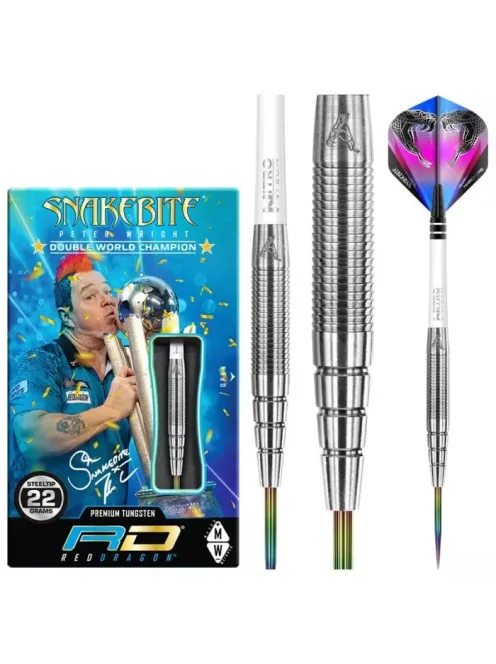 Dart Set Red Dragon steel Peter Wright Snakebite PL15, 22g 90% Tungsten