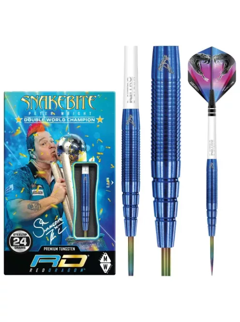 Dart Set steel 24g Peter Wright Snakebite PL15 Blue, 90% Tungsten