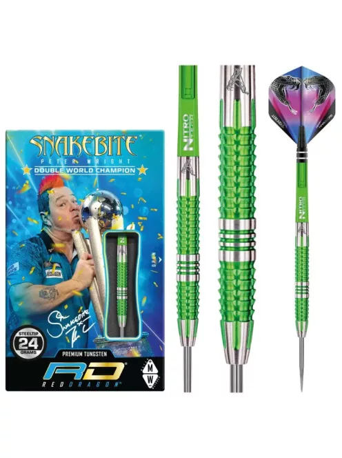 Dart Set Red Dragon steel Peter Wright Snakebite Mamba 24g, 90% Tungsten