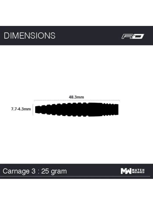 DART SZETT Red Dragon STEEL CARNAGE 3: 25g, 90% (utolsó darab)