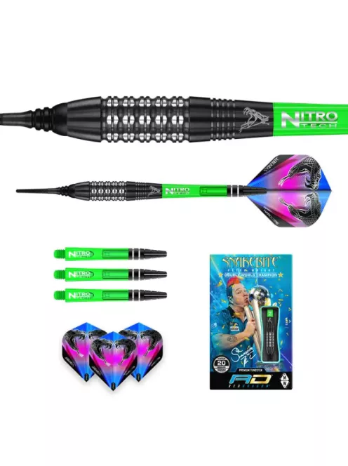 DART SET RED DRAGON SOFT PETER WRIGHT, SNAKEBITE BLACK STRIKE 90% WOLFRAM, 20G