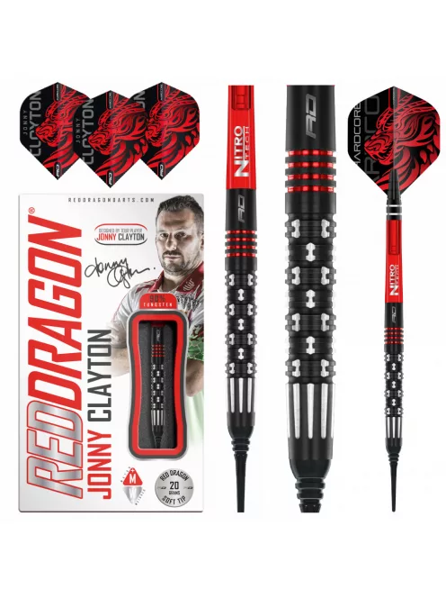 DART SET RED DRAGON SOFT JONNY CLAYTON PREMIER LEAGUE SE 90% WOLFRAM, 20G