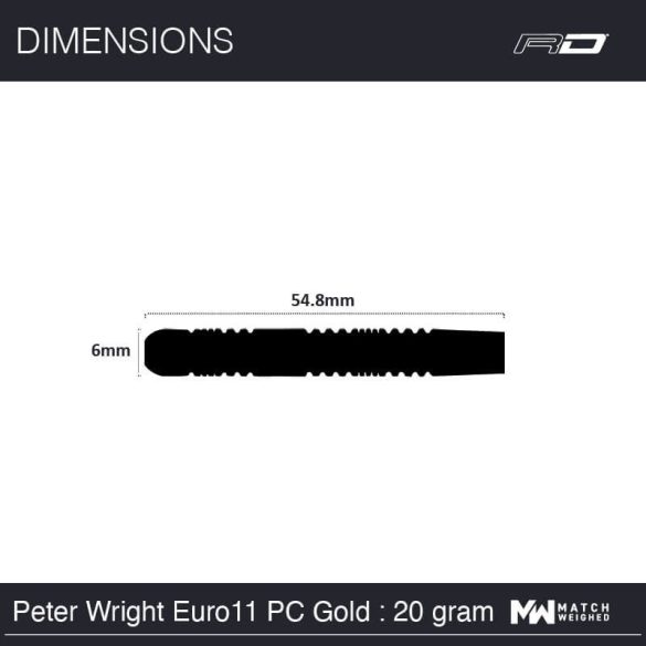 Dart szett Red Dragon steel Peter Wright Euro11 Element Gold PC 20g, 90% wolfram