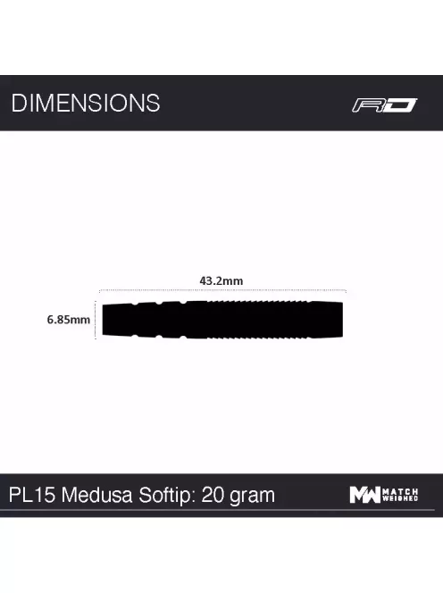 DART SET Red Dragon SOFT PETER WRIGHT PL15 MEDUSA, 20G, 90% WOLFRAM