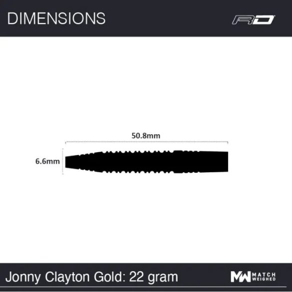 Dart szett Red Dragon steel Jonny Clayton Gold, 22g, 90% wolfram