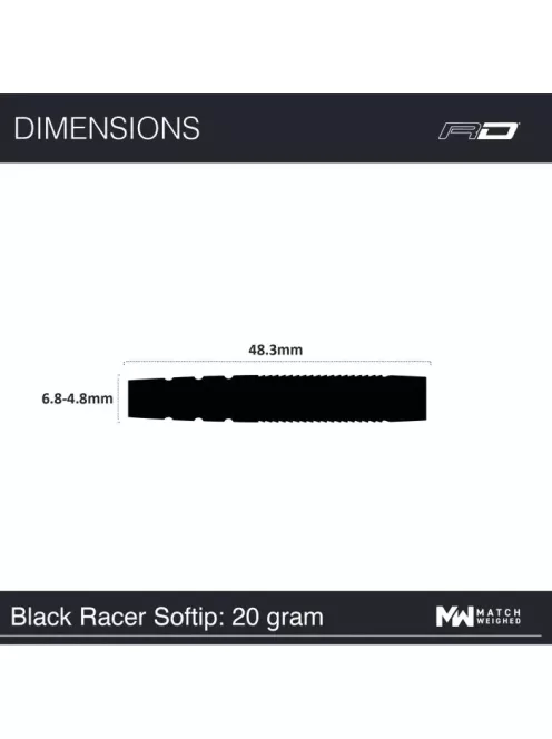 Dart set Red Dragon soft Peter Wright Snakebite Black Racer, 20g, 90% tungsten