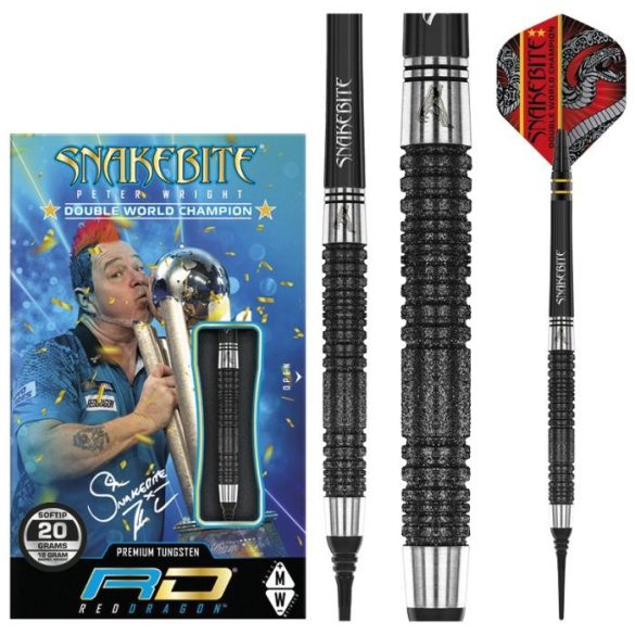 DART SET RED DRAGON PETER WRIGHT SNAKEBITE DOUBLE WORLD CHAMPION SPECIAL EDITION, SOFT 20G