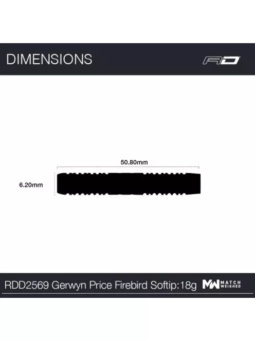 DART SET SOFT RED DRAGON GERWYN PRICE FIREBIRD, 20G 90% WOLFRAM