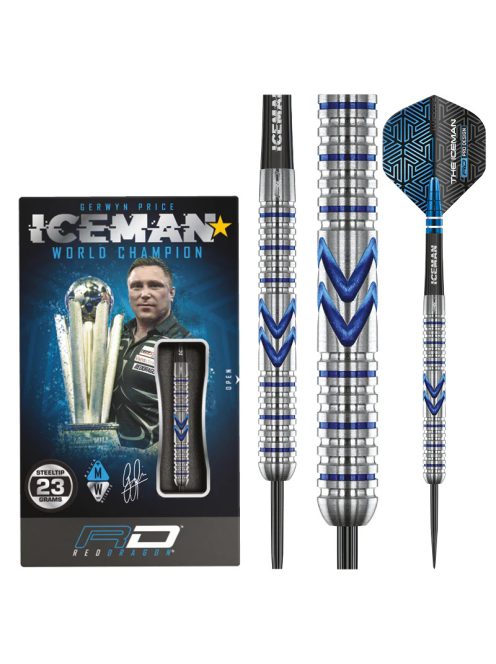 DART SZETT STEEL RED DRAGON GERWYN PRICE ICEMAN MIDNIGHT EDITION 23g 90% 