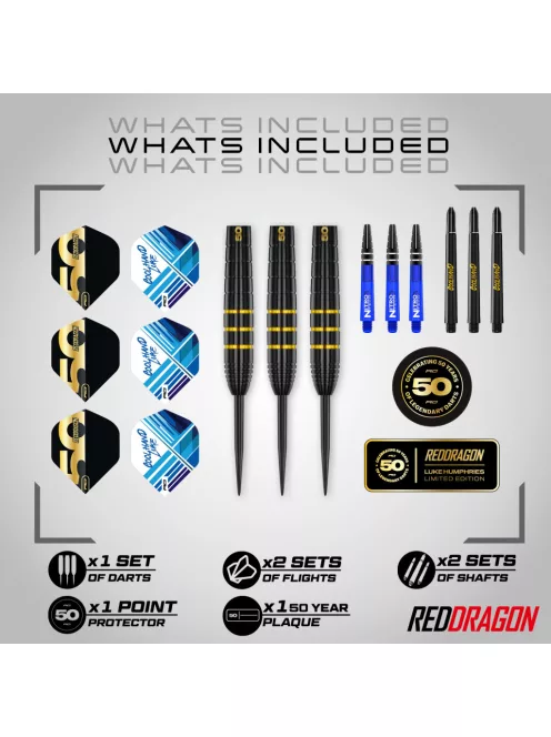 dart szett steel Red Dragon Luke Humphries 50 Years Player Limited Edition 22gr, 90%