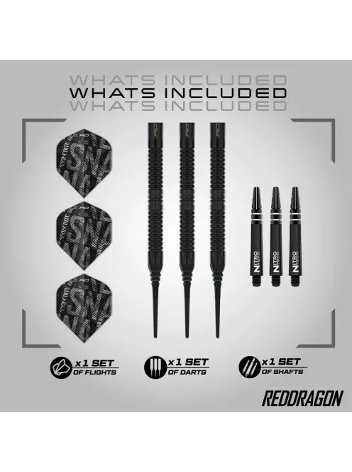 Dart szett soft Red Dragon Peter Wright Black Mamba, 20g, 90%