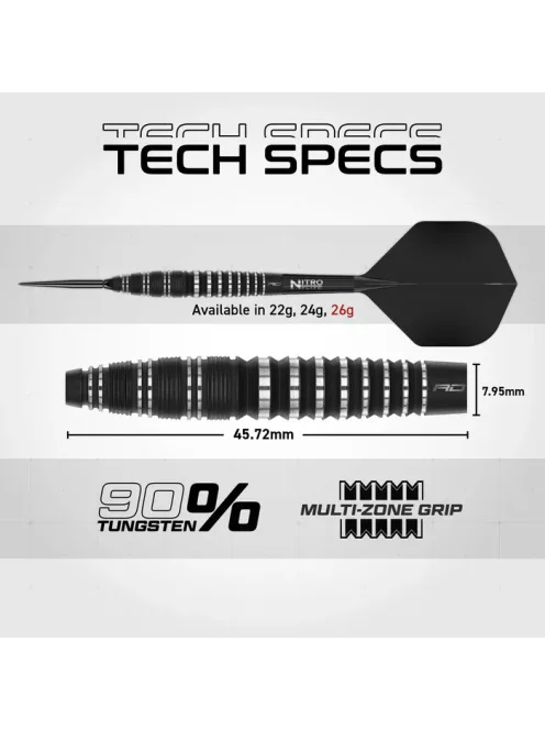 dart szett Red Dragon steel Sable 03 90% Switch Point Bomb 26g