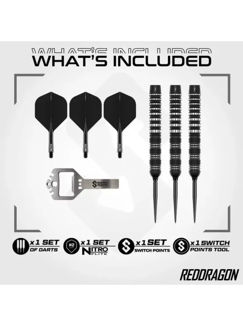 dart szett Red Dragon steel Sable 01 90% Switch Point Parallel 21g