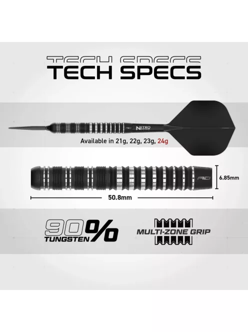 dart szett Red Dragon steel Sable 01 90% Switch Point Parallel 24g