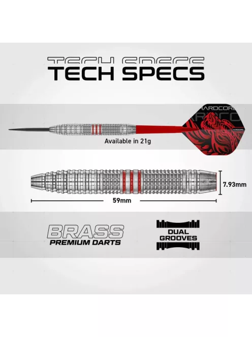 darts nyíl Red Dragon Jonny Clayton, brass steeldarts, 21g