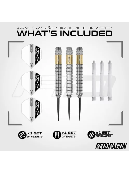 darts nyíl Red Dragon Gian van Veen, brass steeldarts, 21g