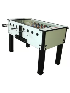   Foosball table, SARDI FAXE, with glass, standard or telescopic rod, without coin tester (white)