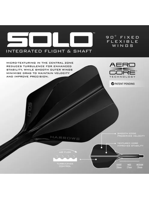 Darts toll és szár egyben Harrows Solo fekete, No6 toll és rövid szár