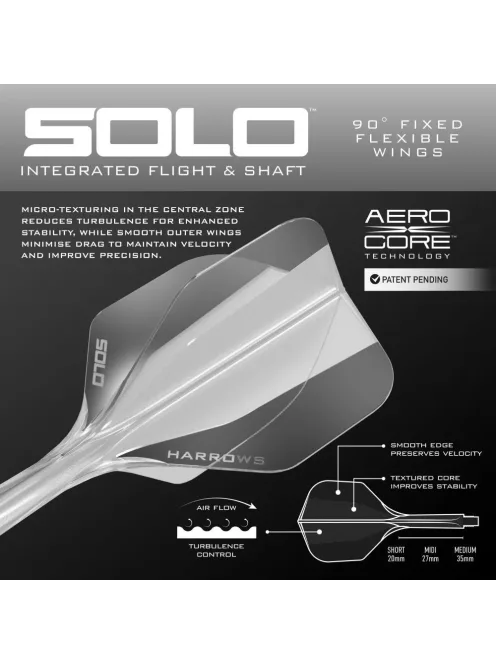 Darts toll és szár egyben Harrows Solo átlátszó, No6 toll és rövid szár