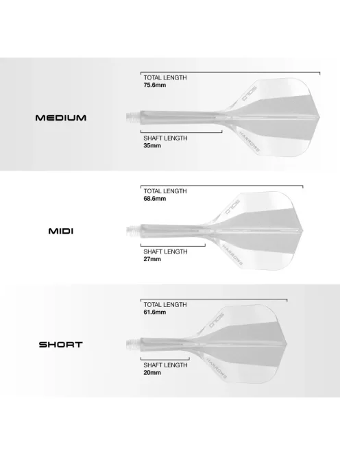 Darts toll és szár egyben Harrows Solo átlátszó, No6 toll és közepes szár