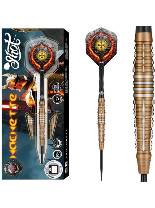 SHOT Future Knights Hachette darts szett, steel, 23g, 90%  gravírozott