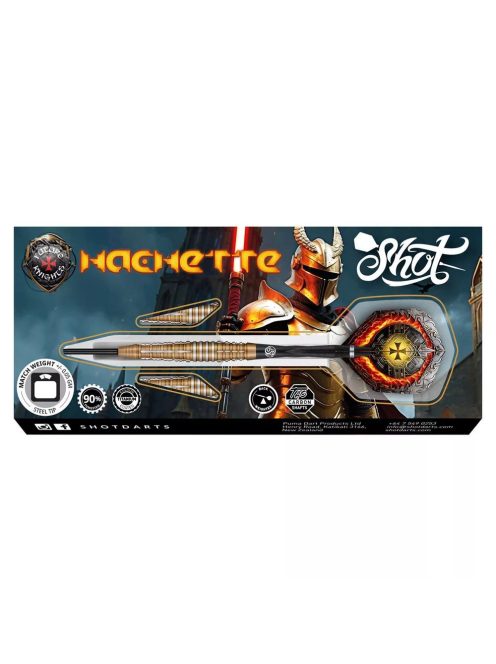 SHOT Future Knights Hachette darts szett, steel, 23g, 90%  gravírozott
