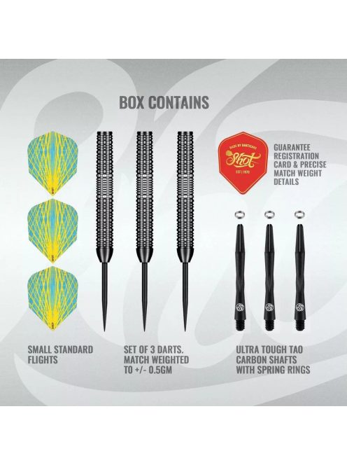 Darts szett steel Shot Rowby John Rodriguez Baha 25g, 90%
