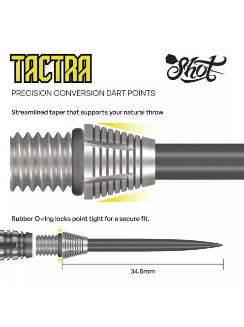 Darts cserélhető fémhegy Shot Tactra - fekete, 34mm