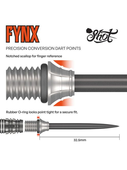 Darts cserélhető fémhegy Shot Fynx - fekete, 32mm