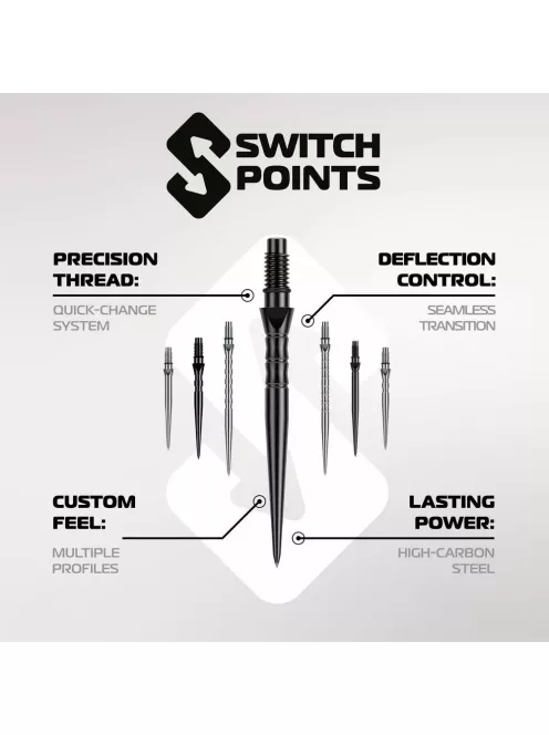 Darts fémhegy Winmau Switch Point Wave fekete, 40mm