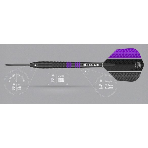 Darts set TARGET steel 21g VAPOR8 BLACK purple 80%