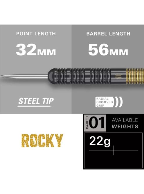 Dart szett steel Target Josh Rock 22g réztestű, brass