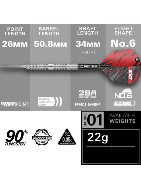 Darts szett steel TARGET SP Sebastian Bialecki G1, 22g 90% gravírozott