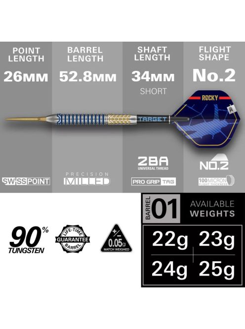 Dart szett steel Target SP Josh Rock G1 24g, 90%