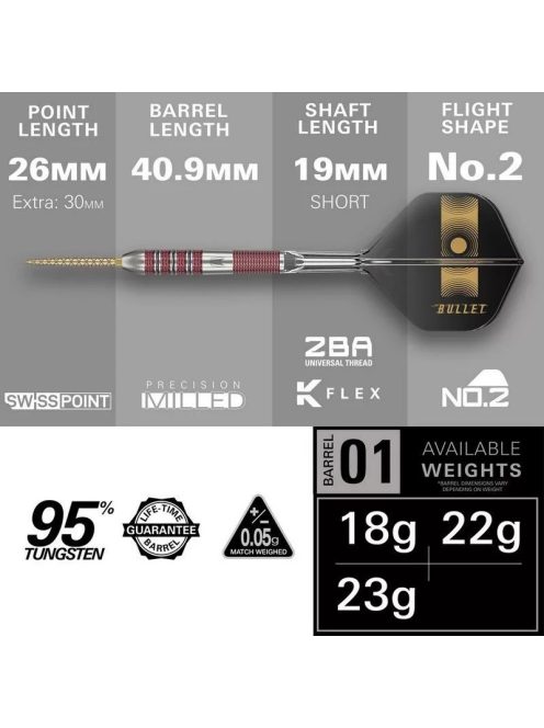 Darts szett steel Target SP Stephen Bunting 95K 18g 95%