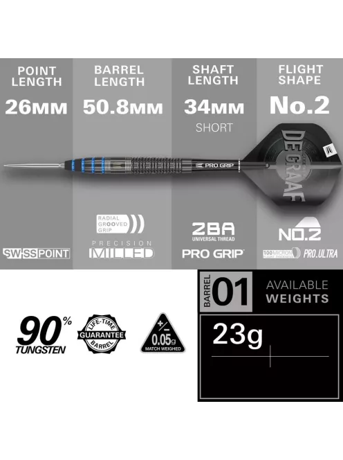 Darts szett steel Target SP Jeffrey De Graaf, 23g 90%