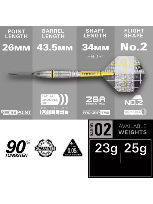 Darts szett steel Target SP Scott Williams G2 25g 90%
